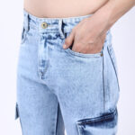 ICE BLUE BAGGY CARGO FIT JEAN 4906-2