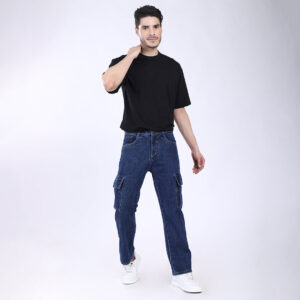 DARK BLUE BAGGY CARGO FIT JEAN 4906-1
