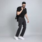 BLACK BAGGY CARGO FIT JEAN 4725-1