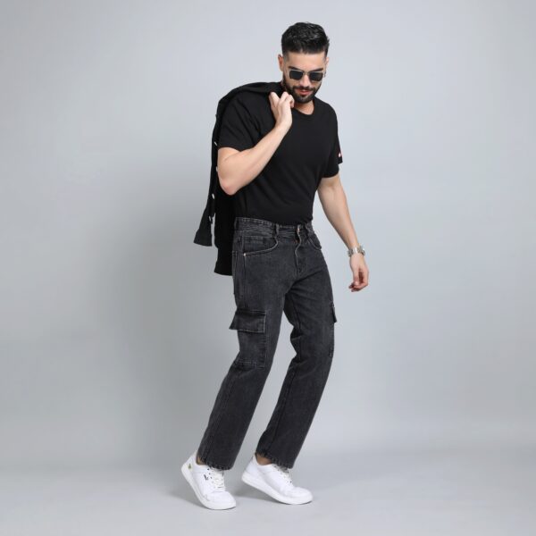 BLACK BAGGY CARGO FIT JEAN 4725-1