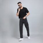 BLACK BAGGY CARGO FIT JEAN 4725-1