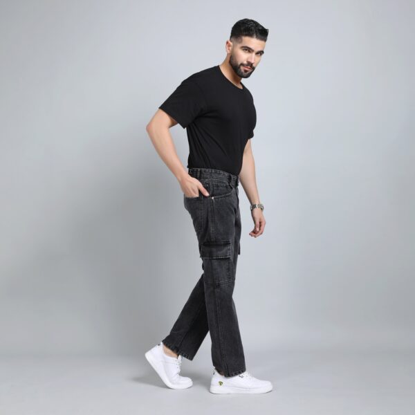 BLACK BAGGY CARGO FIT JEAN 4725-1