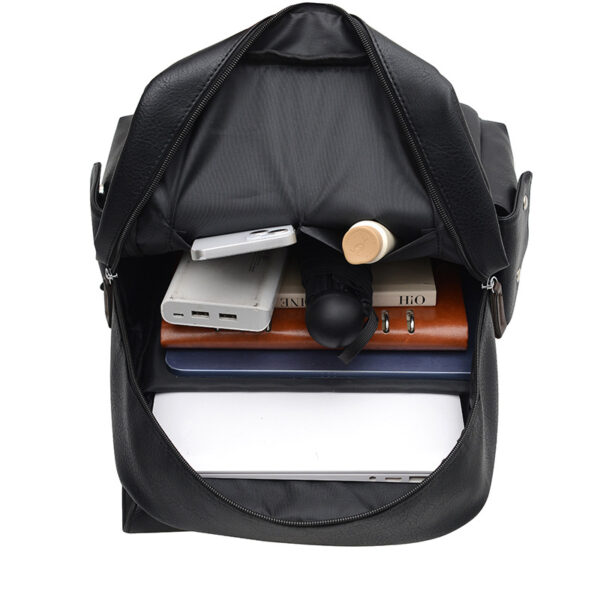 Cross-border Amazon British Vintage Soft PU Leather Backpack Casual Large Capacity Travel Belt Buckle Backpack