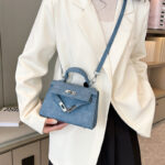 Fashion Platinum Kelly Bag Women's 2024 Spring New PU Handheld Foreign Style Crossbody Bag Premium Small Square Bag