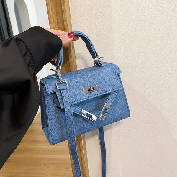 Fashion Platinum Kelly Bag Women's 2024 Spring New PU Handheld Foreign Style Crossbody Bag Premium Small Square Bag