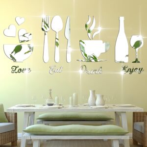 JM1210 Cross-border Foreign Trade 1mm Acrylic Mirror Wall Sticker Knife Fork Wine Glass Sticker Kitchen Dining Room Background Decoration