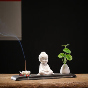 White porcelain small Rulai creative Zen prayer incense sticks sandalwood seat home furnishing living room ornaments handicrafts decoration