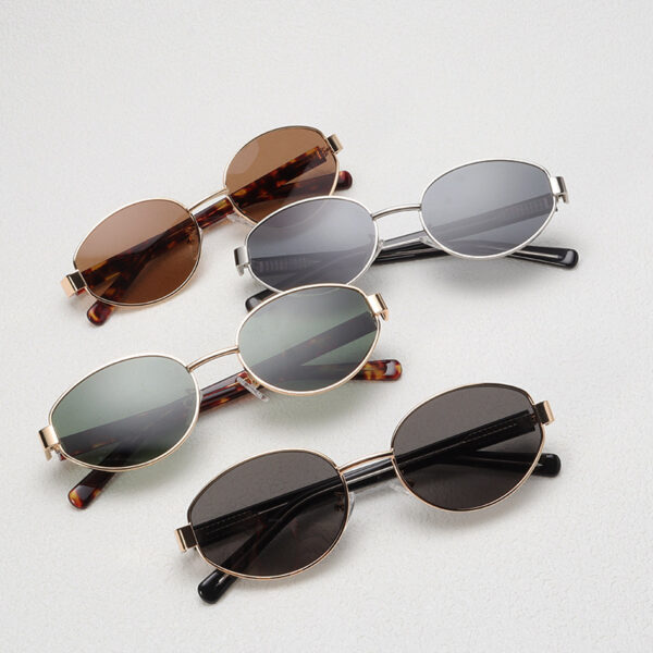 WK2501 Plate Sunglasses Oval Vintage Gold Silk Sunglasses Women's Trendy Cool INS Summer Sunscreen UV Protection