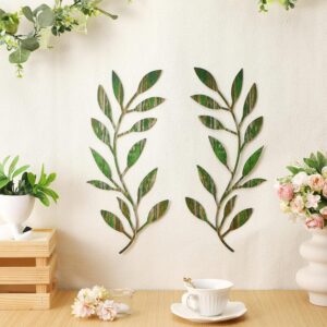 Cross-border spot metal wrought iron leaf wall decoration rattan olive branch leaf wall living room outdoor decoration