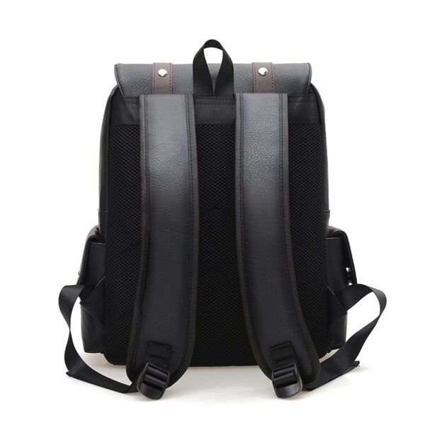 Cross-border Amazon British Vintage Soft PU Leather Backpack Casual Large Capacity Travel Belt Buckle Backpack