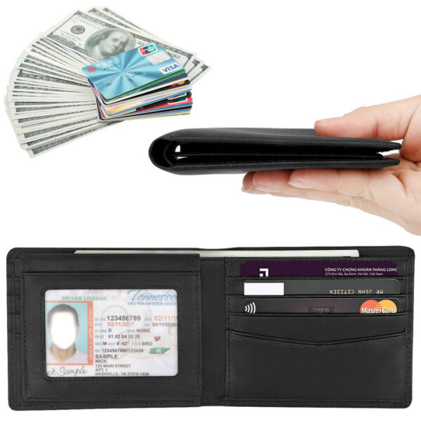 Cross-border multi-card short loose-leaf wallet men's over-migration RFID anti-theft brush leather clip leather men's wallet