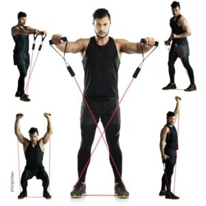 TEP11 Piece Stretch Puller Multifunctional Fitness Pull Rope Strength Training Rally Band Set for Men and Women