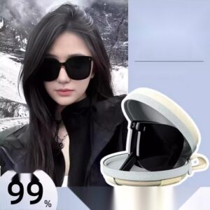 Folding sunglasses women's 2025 new high-end sense face small sunscreen UV protection myopia polarized sunglasses