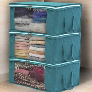 Cross-border bedroom non woven storage box quilt clothes organizer can be seen dustproof storage bag folding storage bag